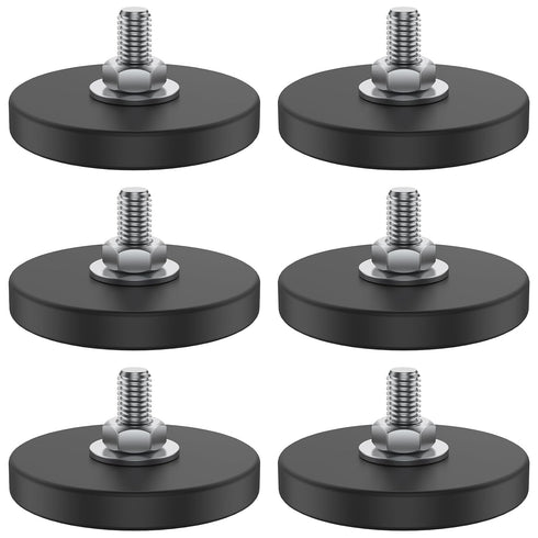 SHCJINGK 6 Pack Rubber Coated Magnets 1.69 Inch Magnetic Base with M6 Threaded