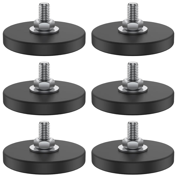 SHCJINGK 6 Pack Rubber Coated Magnets 1.69 Inch Magnetic Base with M6 Threaded