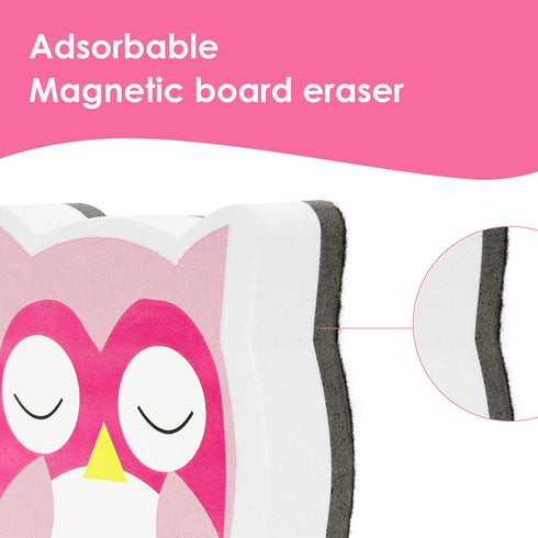 SHIDOW Magnetic Owl Whiteboard, Cute Owl Eraser, Animal Shaped Dry Erase, Chalkboard Erasers with Felt for Classroom Office Home(1Set) by SHIDOW