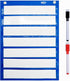 Magnetic Pocket Chart with 10 Dry Erase Cards for Standards, Daily Schedule, Activities, Class Demonstrations (Blue)