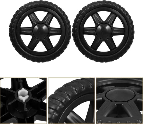 2-Piece Heavy-Duty Rubber Wheels for Shopping Carts - Shock Absorbing Casters