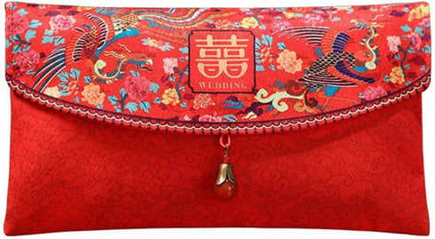 Chinese Wedding Silk Red Envelopes Hong Bao Lucky Money Cash Packets for Weddings