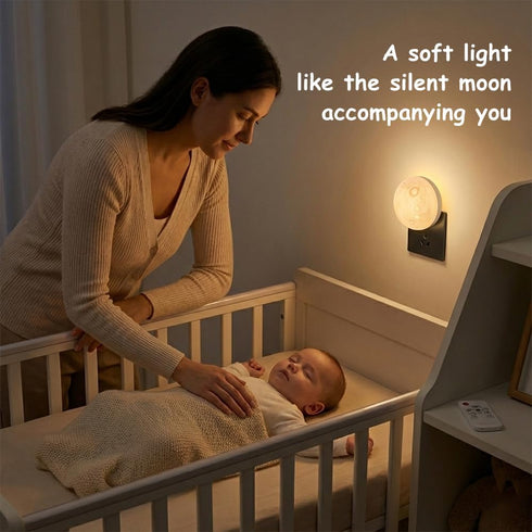 Dimmable 3 Moon Night Light Plug in Wall, LED Lunar Lamp with Color Lighting & Timer, Decorative Wall Night Light