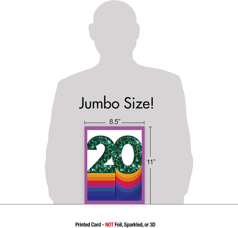 The Best Card Company Jumbo for 20th Milestone Anniversary, 8.5 x 11, Big 20 Years of Marriage