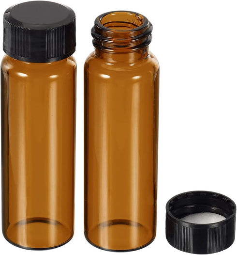 PATIKIL 15mL Reagent Media Bottle, 10 Pack Round Glass Storage Bottles with Plastic Screw Cap