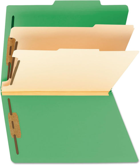 Smead Classification File Folder, 2 Dividers, 2" Expansion, Green, Letter Size, 10 per Box (14002)