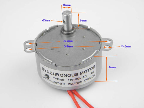 CHANCS TYD-50 Synchronous Motor, 110V AC, 2-2.4RPM CW/CCW, 4W Electric Motor for Rotisserie Grill