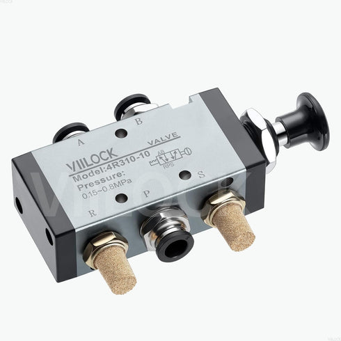 Pneumatic Air Hand Lever Valve, 5 Way 2 Position 3/8”NPT Solenoid Valve Manual Control Direct Driving Type Push-Pull 4R310-10