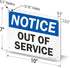 SmartSign-U9-2382-NA "Notice - Out Of Service" Sign | Aluminum 7" x 10", Black/Blue on White