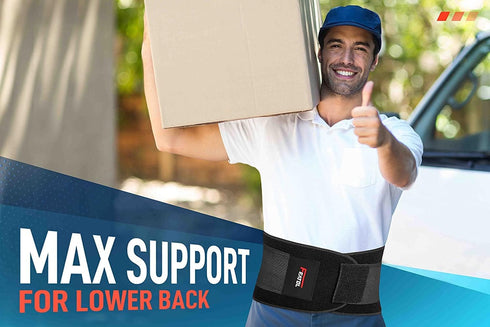 FEATOL Back Brace Support Belt-Lumbar Support Back Brace for Back Pain, Sciatica, Scoliosis, Herniated Disc Adjustable