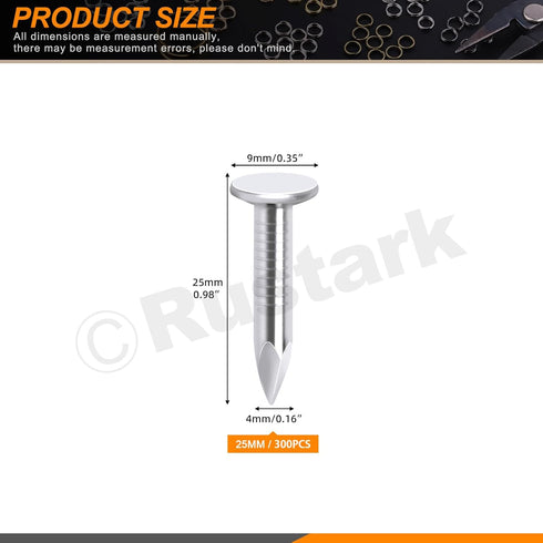 300Pcs 1 Inch 25mm Galvanized Roofing Felt Nails for Roof Repair, Asphalt Tile, Landscaping