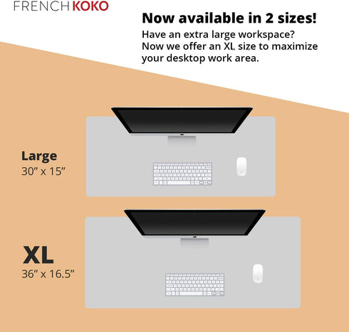 KOKO French Desk Mat, XL Pink Floral Large Mouse Pad for Keyboard, Cute Desk Accessories for Home Office