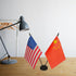 8 5 Inches Set American & China Table Flag, US & Chinese Desk Flag, x American & US Deluxe Desk Flag - America & China