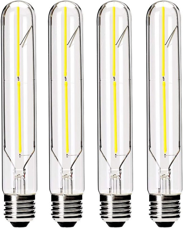 Dimmable 4W LED Tube Bulbs, 4000K Daylight White, T10 Tubular Edison Style, 40 Watt Equivalent, E26 Base, 4 Pack