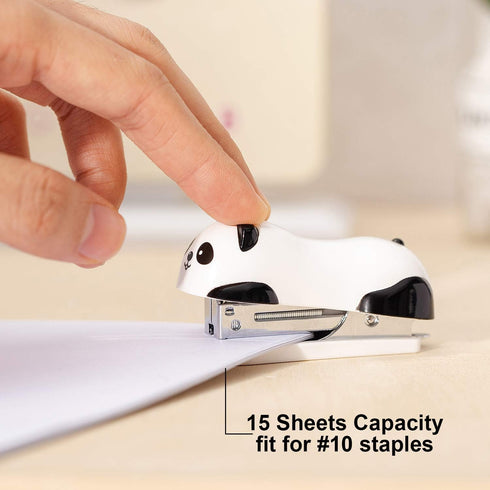 Deli Mini Cute Panda Desktop Stapler, Office Stapler, 12 Sheet Capacity, Includes Built-in Staple Remover & 1000PCS No.10 Staples by deli