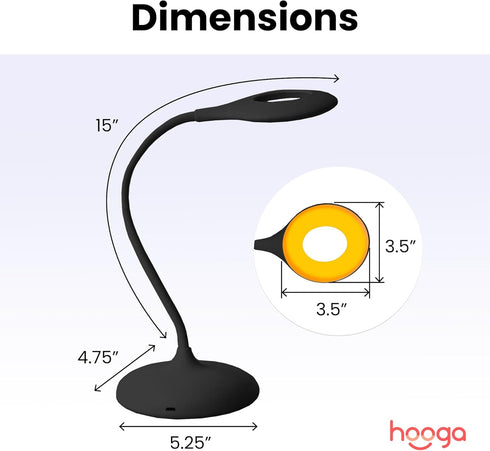 3 1600K, 4000K, Dimmable, hooga Desk Lamp, Blue Light Blocking, Modes: Amber Red, Full-Spectrum Rechargeable, Eye