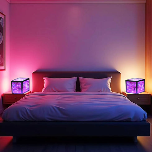 Heepulor (5Inch) Infinity Hyper Cube LED Light LED Controller with Stand, Controller & Sound & App Reactive Table Lamp