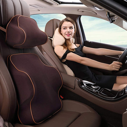 Ergocar Car Neck Support Pillow with Premium Quality Memory Foam - Reduce Strain On Back, Shoulders and Neck Support