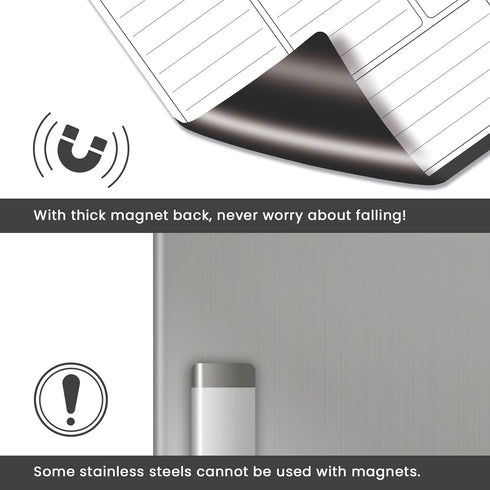 Weekly Dry Erase Board for Refrigerator, Magnetic Calendar Planner Set with 2 List Whiteboards, Markers & Eraser