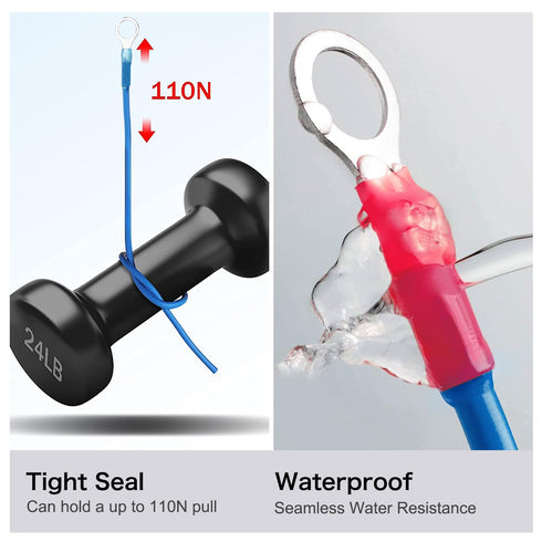 Chanzon 80pcs M8 Heat Shrink Ring Terminal 5/16" inch UL Listed 16-14AWG Gauge Waterproof Marine Grade Electrical Crimp