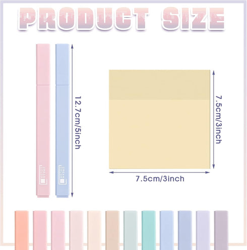 Yinder Bible Highlighters 12 Pcs, No Bleed Pastel Colors, 6 Pack 300 Sheets Cream Colors Transparent Sticky Notes 3 x 3