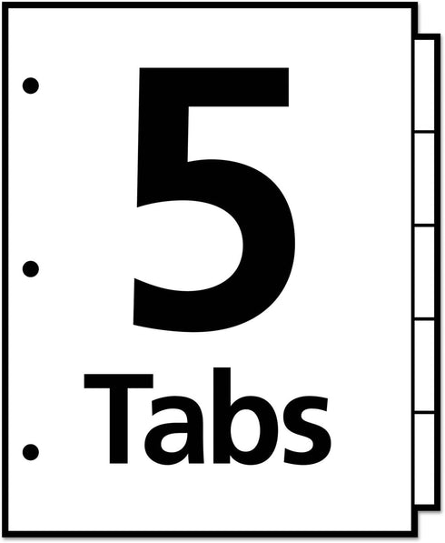 Avery 5 Tab Dividers for 3 Ring Binder, Customizable Multicolor Tabs, Easy Print & Apply, 5 Sets
