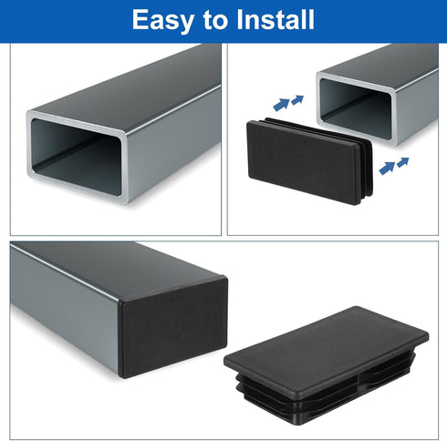 16 2 3/4 1 5/32 Inch uxcell Pcs Rectangle Tubing End Caps x Plastic Hole Plugs Insert End Cap for Metal Tubing Post