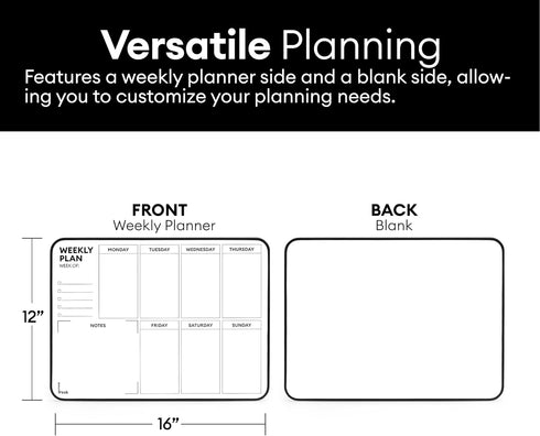 Double Sided Weekly Dry Erase Board with Stand, 16"x12", To-Do List Calendar White Board for Home Office