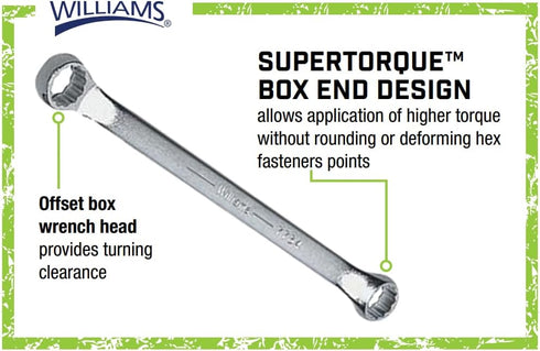 Williams BWM-1315 13 by 15 Millimeter Double Head 10-Degree Offset Box End Wrench by Williams