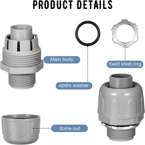 Yaomiao Liquid Tight Connector 180 Degree Electrical Conduit Fittings, Non Metallic PVC for Home (30 Pcs)