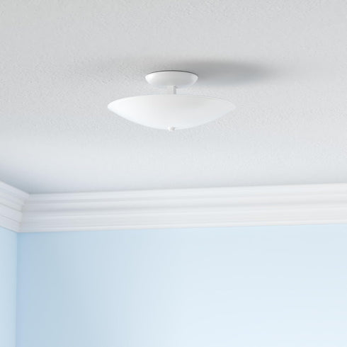 12" 2-Light P4609-30, Progress Lighting Round Glass Close-to-Ceiling, Indoor, White