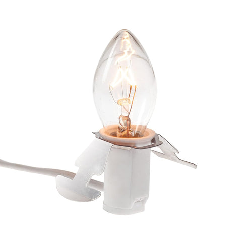 Single Light Replacement Clip in Lamp Cord for Christmas Village House includes Clear Light Bulb