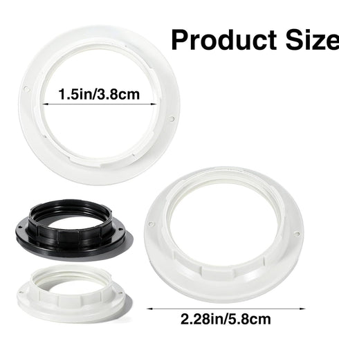 KFHENSOMR E27 58mm/ID 38mm, 1-1/2" Threads)-8PCS Lamp Shade Adapter Ring Light Socket Ring Retaining Rings for Sockets
