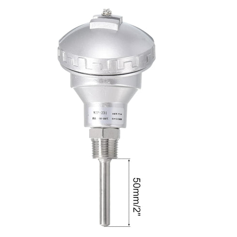 MECCANIXITY PT100 1/2" NPT RTD Thermocouple Stainless Steel Temperature Sensor Probe Terminal Head -50 to 420C, 8x50mm