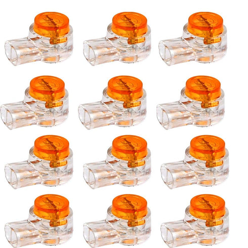 200PCS Waterproof Gel-Filled Orange Clear Button Telephone Wire Connectors, UY Butt Splice Connector K1