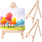 YALOJE 2pcs Mini Wood Display Easel Stand, 4.9" Small Natural Wooden Easel Stands,