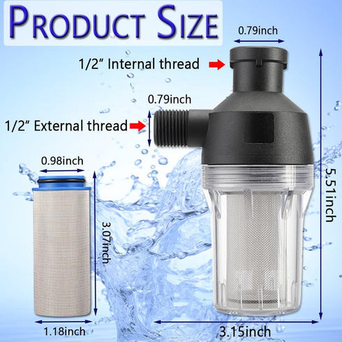 Spin Down Sediment Filter, Reusable Sediment Water Filter, with 250 Mesh Screen, Leak-Proof Gasket and wrench, For water heaters, washing machines, water purifiers with 1/2" threaded connectors. by Musibo
