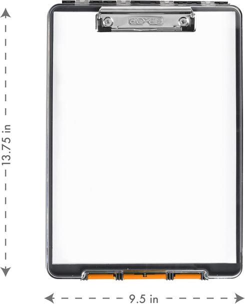 Dexas Clearview Clipcase Dry Erase Clipboard, 13.75 x 9.5 Inch, Orange