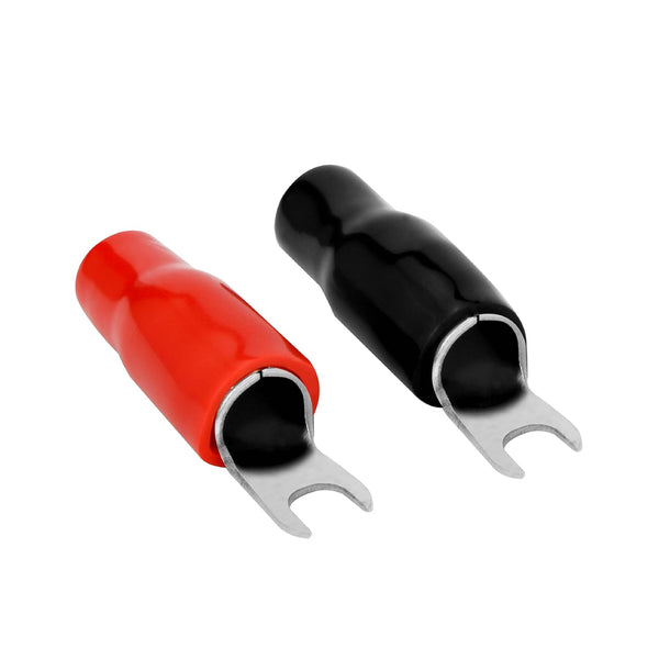 Conext Link 20pcs Barrier Spade Fork Terminal Connector 8 GA AWG Crimp Red Black Boots (16564)