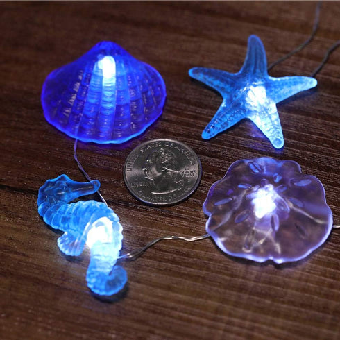 Beach Theme 36 LED String Lights Jellyfish Seahorse Starfish 12.96ft Battery Operated Waterproof Cold White with Remote Control and Timer for Patio Wedding Nursery Bedroom Party Birthday by Starryfill