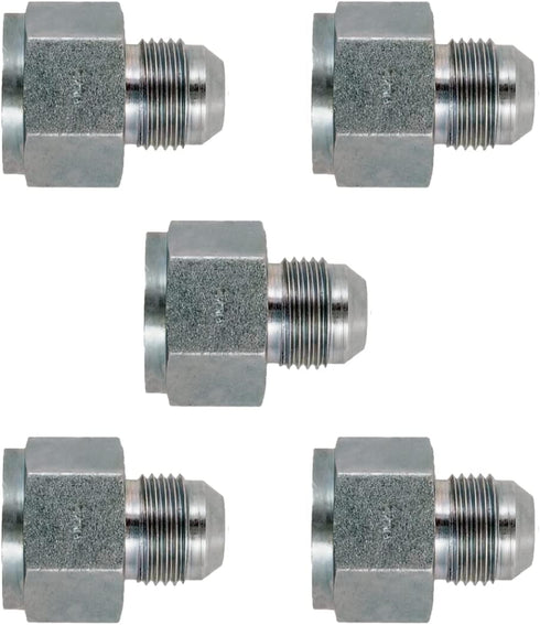 1/2" JIC Female x 3/8" JIC Male Straight Union/Joiner Hydraulic Adapter Fitting (5-Pack)