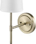 51861 1-Light Bulb Globe Electric Clarissa Wall Sconce, Matte Brass, White Fabric Shade, Not Included