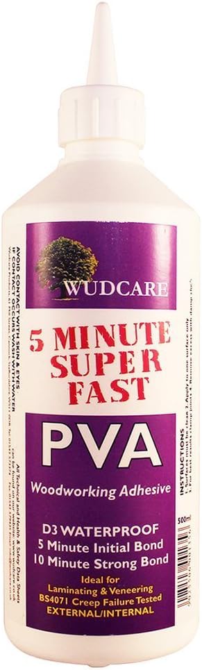 WCFPVA500 Superfast PVA Waterproof Adhesive 500 ml, 500ml, Clear