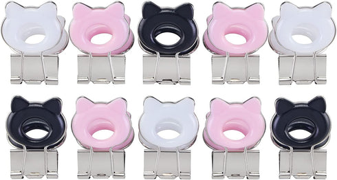Cat Shape Medium Paper Clips, Easy Grip Binder Clips, Assorted Color, 10 Pcs/Set School Office Supplies