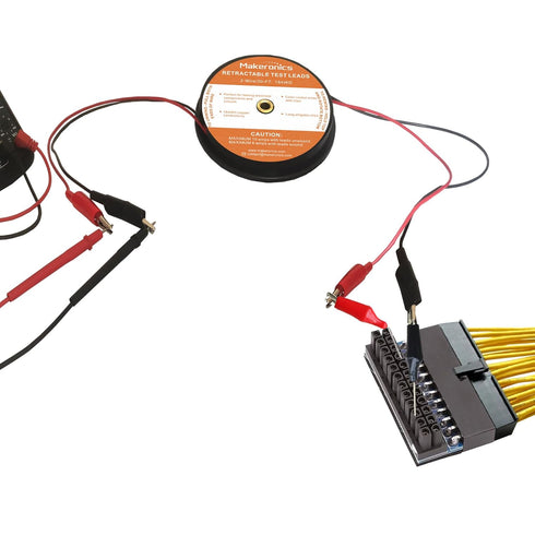 Makeronics 30FT 18AWG Retractable Test Leads with Dual Ended Alligator Clips for Electrical Testing and Troubleshooting