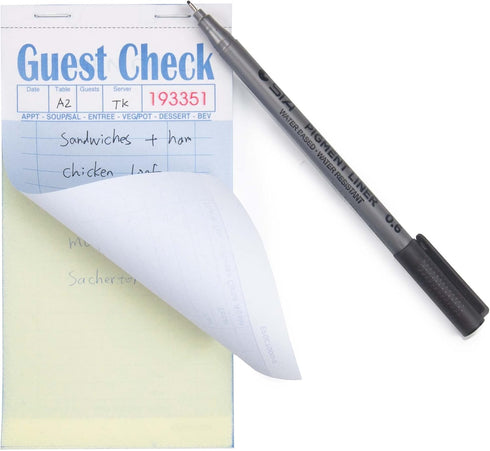 3.5" 6.7", 1000 (20 ESSENTIAL Guest Check Books x Duplicates Server Note Pads for Restaurants, Waitress Order Books
