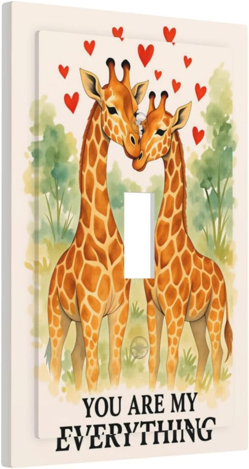 HTSAHKV 3 5 Inch Romantic Giraffe Couple Wall Plate Light Switch Cover Single Gang Outlet Faceplate Print Plate Cover X
