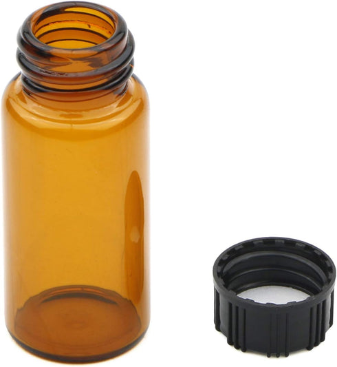 Clear and Brown Glass Vials - Liquid Sampling Sample Bottles, Screwcap Lab Capacity 10 ml (Pack of 15)