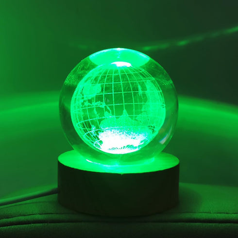3D Crystal Earth Ball Light with Colorful LED Light Base, Color Changing Table Lamp with Remote, Unique Valentine's Day