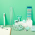 Mini Office Supplies, Turquoise Green School Supplies with Sticky Notes, Mini Stapler, Tape Dispenser, and More